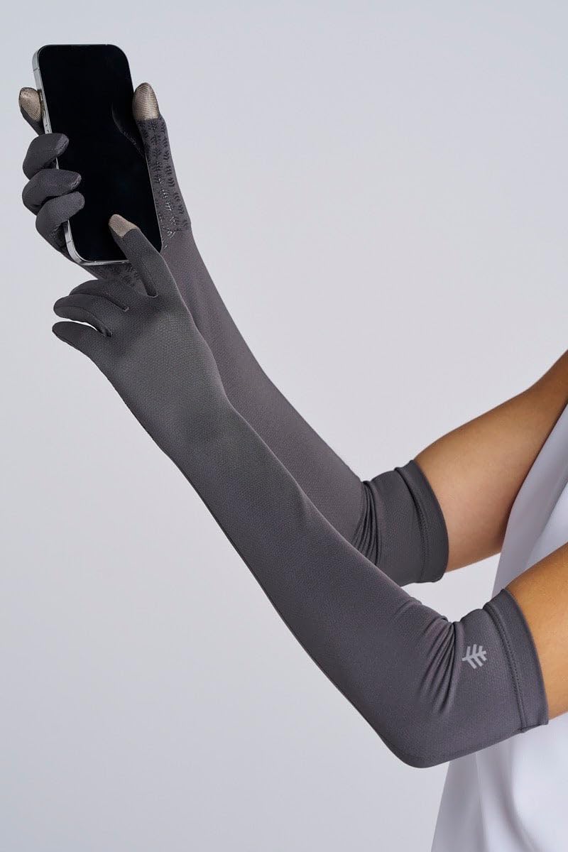 Coolibar UPF 50+ Culebra UV Long Sun Gloves - Charcoal (Small) - Image 3