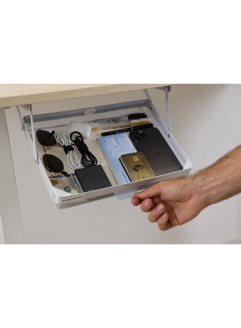 COFFEEKEEPERS Everything Keeper - Organizer for Home, Kitchen, Bathroom, RV, Small Spaces - Storage Organizers - Compact Metal Basket - Under Cabinet Holder - Easy Install - Holds Strong - 13 x 10 x 2.5 in - Black - Image 4