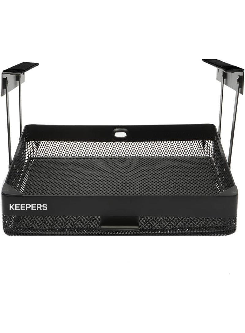 COFFEEKEEPERS Everything Keeper - Organizer for Home, Kitchen, Bathroom, RV, Small Spaces - Storage Organizers - Compact Metal Basket - Under Cabinet Holder - Easy Install - Holds Strong - 13 x 10 x 2.5 in - Black - Image 1
