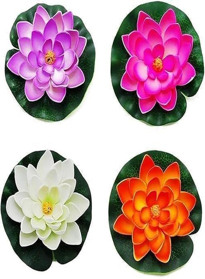 Mozff 4Pcs Artificial Flowers Water Lily Foam Lotus Flower Pond Decor for Pond Patio Garden Pool Garden Accessories Creative Artificial Plants and Flowers, Decorations (Random) - Image 1