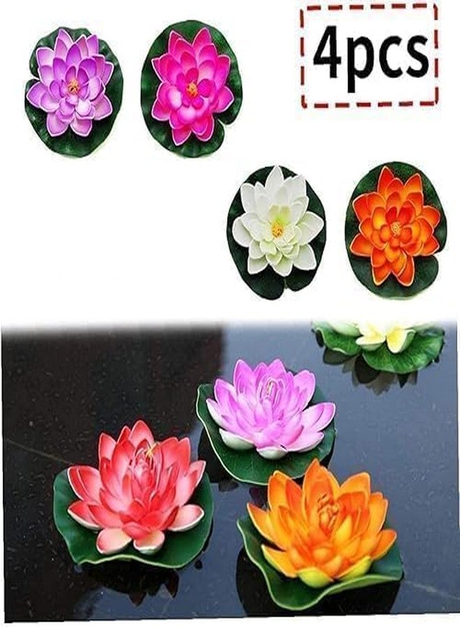 Mozff 4Pcs Artificial Flowers Water Lily Foam Lotus Flower Pond Decor for Pond Patio Garden Pool Garden Accessories Creative Artificial Plants and Flowers, Decorations (Random) - Image 3