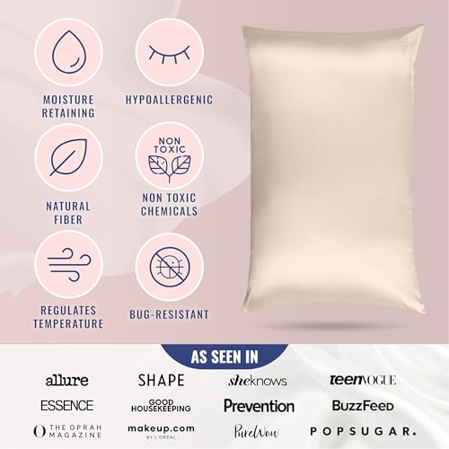 Blissy Silk Pillowcase - 100% Pure Mulberry Silk - 22 Momme 6A High-Grade Fibers - Silk Pillow Cover for Hair & Skin - Regular, Queen & King (Champagne, Standard) - Image 5