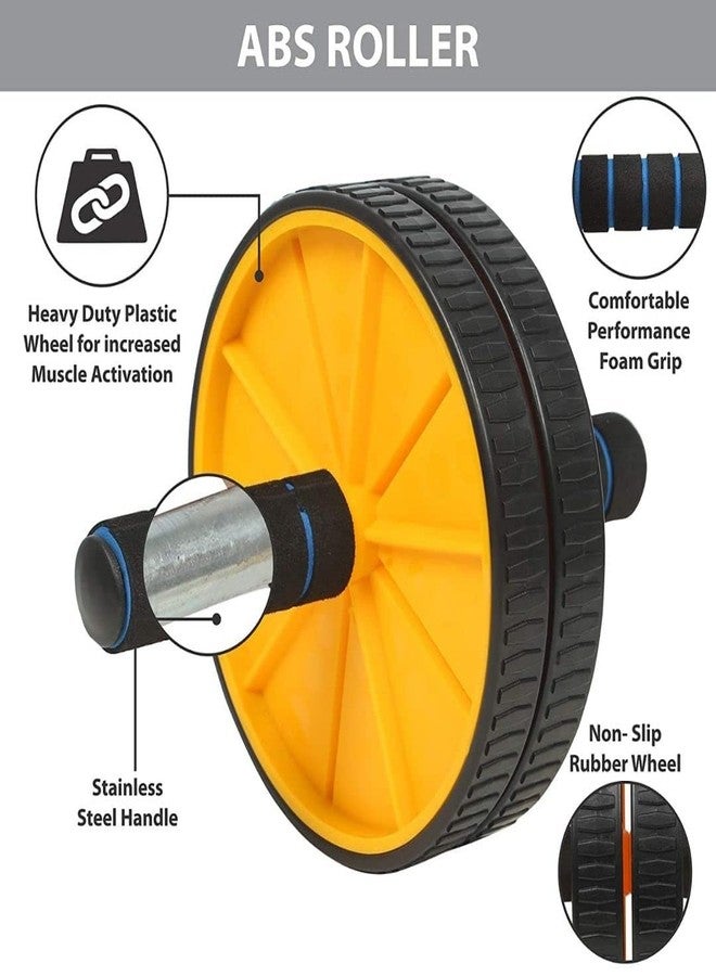 FirstFit Professional Ab Roller Wheel & Latex Resistance Bands Set Combo for Home Gym - Abs Workout Equipment, Physiotherapy, Pull Up Assist, Core Exercise & Strength Training for Men & Women - Image 4