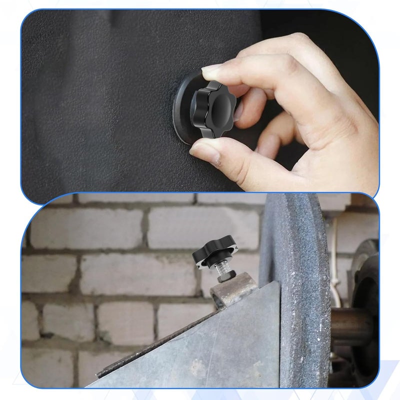 Zelphvt 1/4"- 20 Thumb Screws Threaded Knurled Thumb Nuts Black Plastic Knobs Clamping Screws Grip Knob Screw for Machine Furniture Umbrella Base Replacement 12 Pcs - Image 5