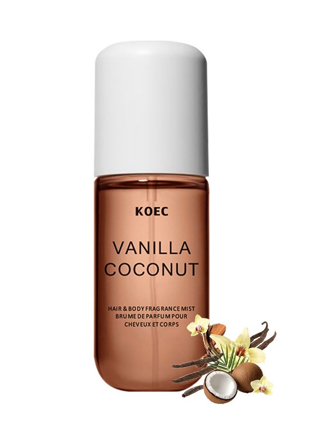 KOEC Vanilla Coconut Skin Care Perfume, Vanilla Coconut Skin Care Body Spray, Hair Fragrance Spray, Eau De Toilette Spray, Women's Skin Care Spray, Non-Irritating Vanilla Skin Care Perfume, Vanilla Essential Oil - Image 1