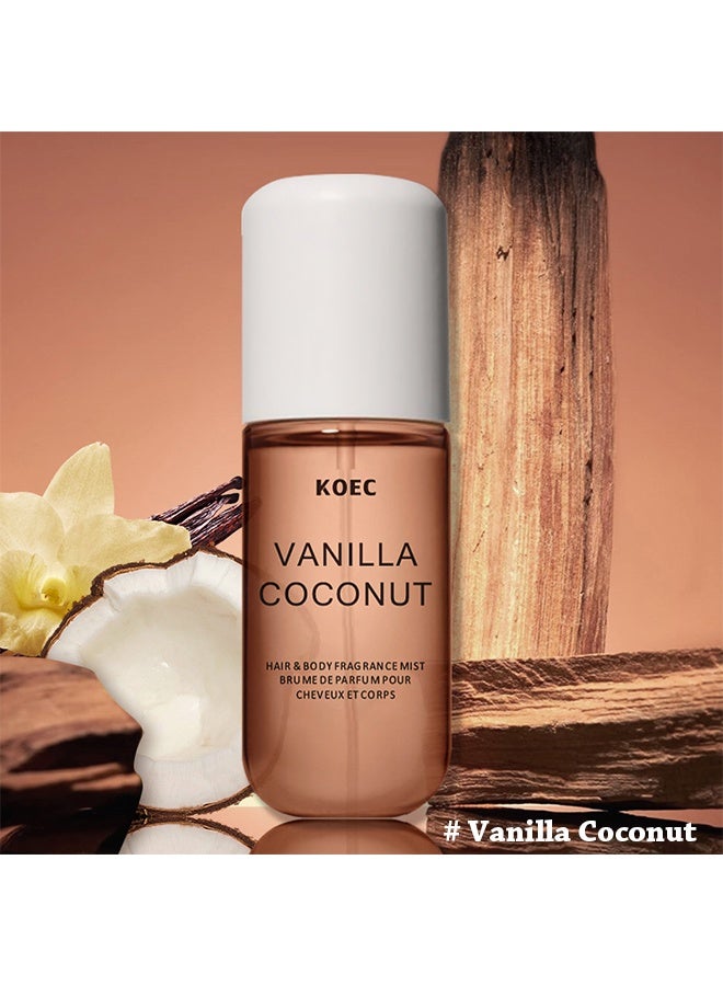 KOEC Vanilla Coconut Skin Care Perfume, Vanilla Coconut Skin Care Body Spray, Hair Fragrance Spray, Eau De Toilette Spray, Women's Skin Care Spray, Non-Irritating Vanilla Skin Care Perfume, Vanilla Essential Oil - Image 2