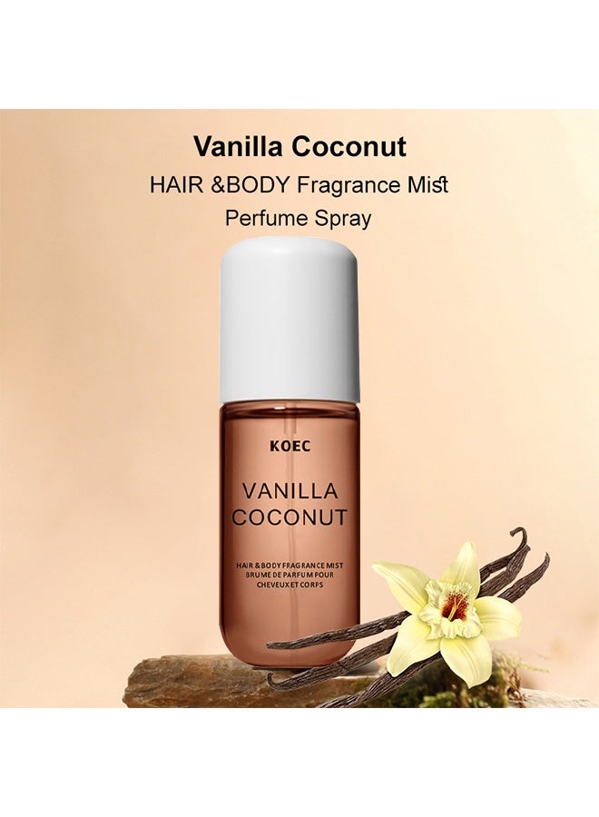 KOEC Vanilla Coconut Skin Care Perfume, Vanilla Coconut Skin Care Body Spray, Hair Fragrance Spray, Eau De Toilette Spray, Women's Skin Care Spray, Non-Irritating Vanilla Skin Care Perfume, Vanilla Essential Oil - Image 3