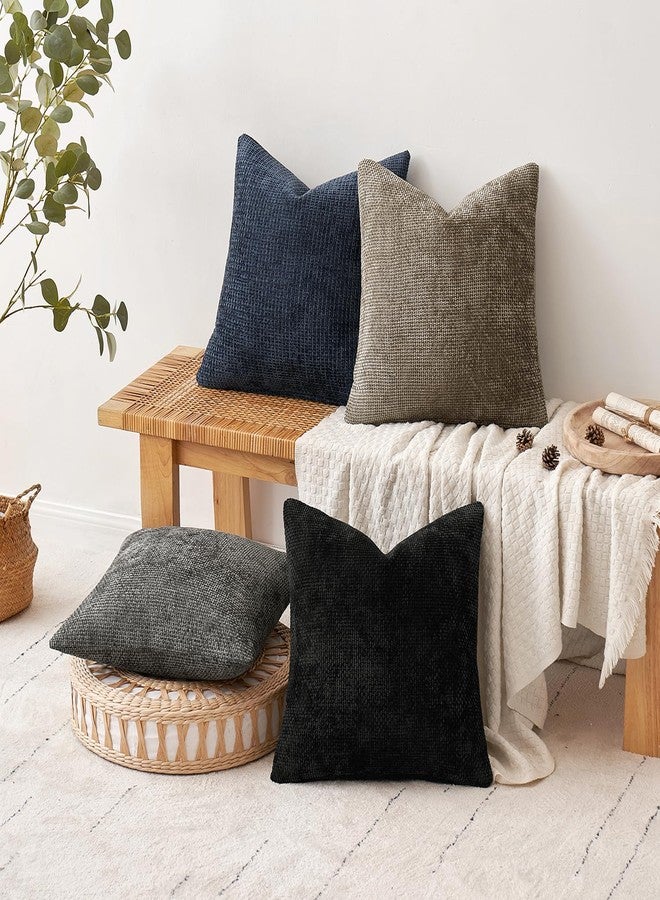ميولي مجموعة من 4 أغطية وسائد زينة للأريكة من MIULEE، مقاس 20×20 بوصة، لون أزرق كحلي/رمادي محايد، أغطية وسائد ناعمة من الشنيل، أغطية وسائد ريفية لتزيين المنزل، مناسبة لغرفة النوم وغرفة المعيشة. - Image 5