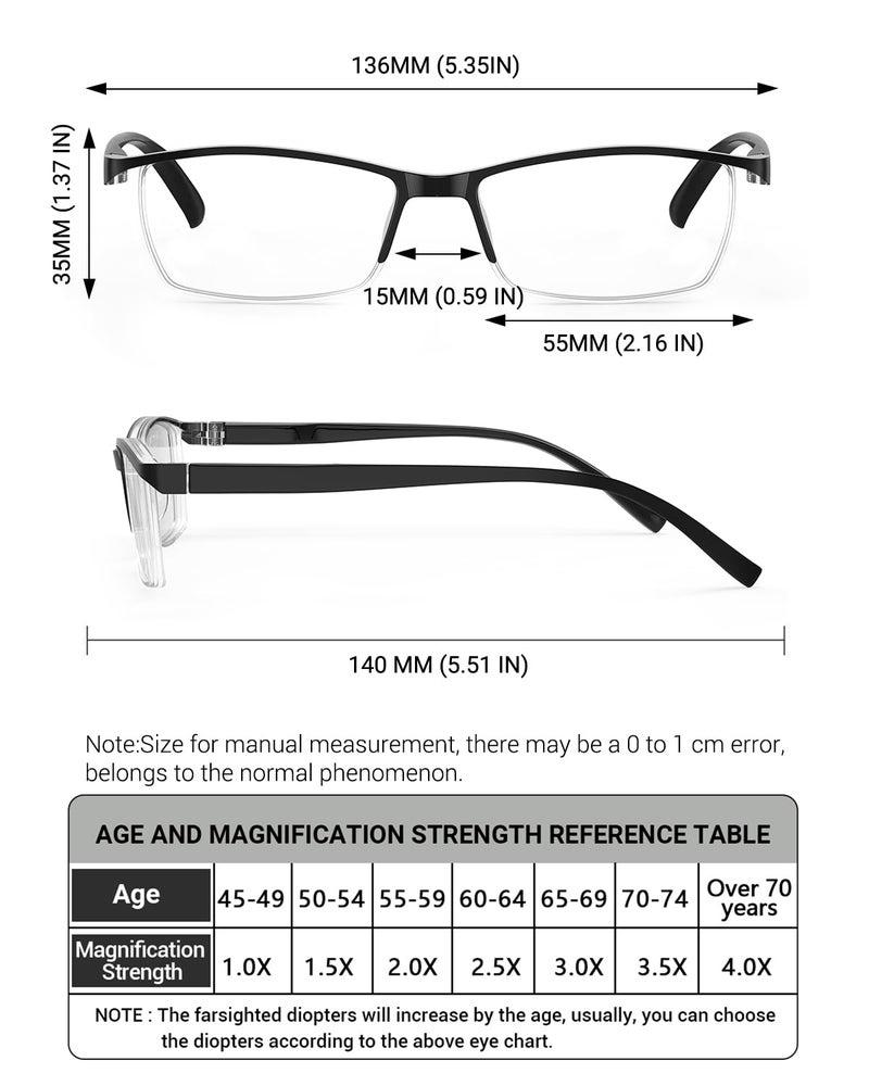 LUFF 4Pcs Anti-Blue-ray Reading Glasses Portable Ultra-Light Readers(2.5X) - Image 5