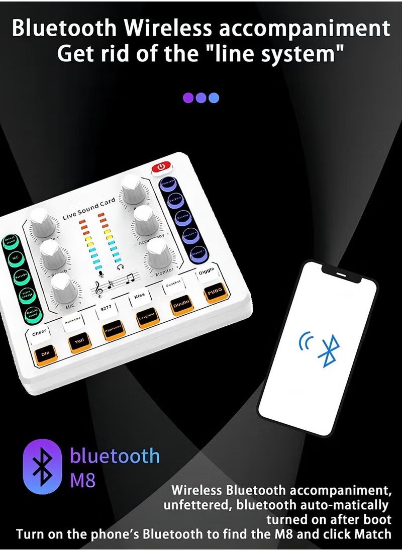 ULHYC - M8 Live Sound Card DSP Chip Twelve Ambient Sounds Four Kinds Of Sound Changes Live Broadcast DJ Mixer Music Recording Guitars TikTok Facebook YouTube USB Bluetooth - Image 1