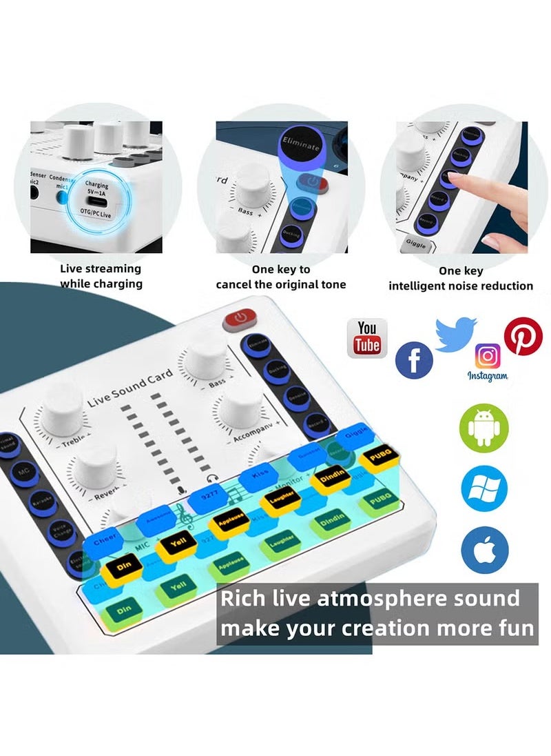 ULHYC - M8 Live Sound Card DSP Chip Twelve Ambient Sounds Four Kinds Of Sound Changes Live Broadcast DJ Mixer Music Recording Guitars TikTok Facebook YouTube USB Bluetooth - Image 1
