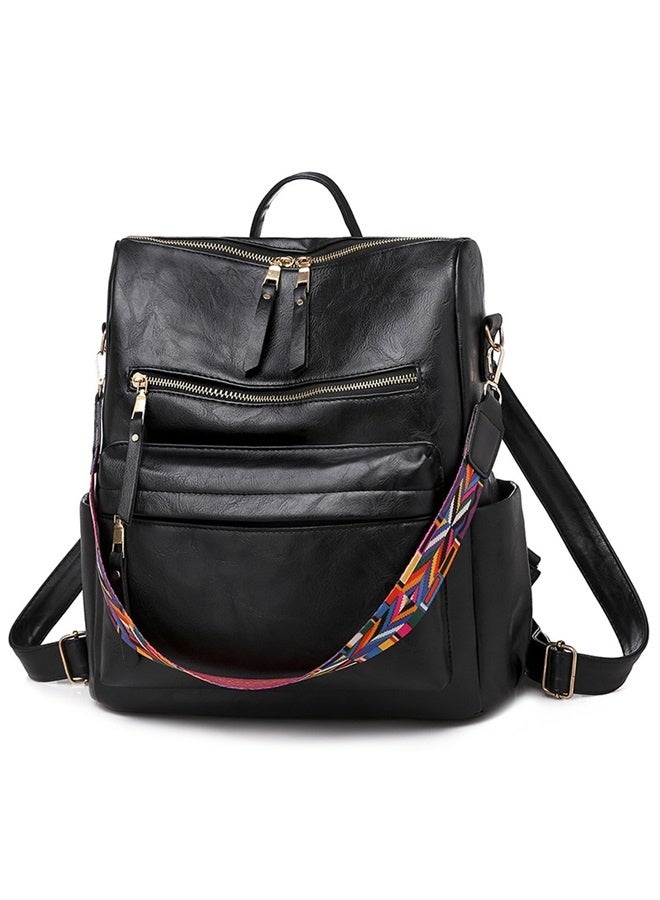 Womens Backpack Purse Leather Fashion Travel Backpack Purse for Women Designer Ladies Shoulder Bags black