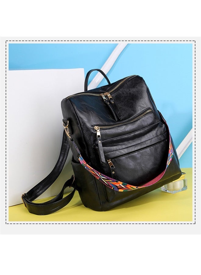 Womens Backpack Purse Leather Fashion Travel Backpack Purse for Women Designer Ladies Shoulder Bags black