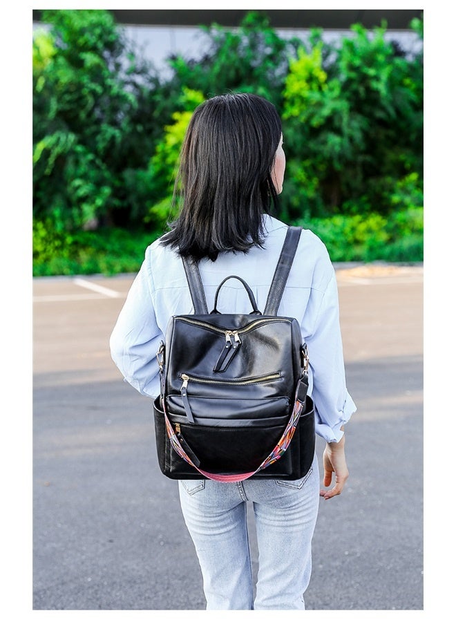 Womens Backpack Purse Leather Fashion Travel Backpack Purse for Women Designer Ladies Shoulder Bags black