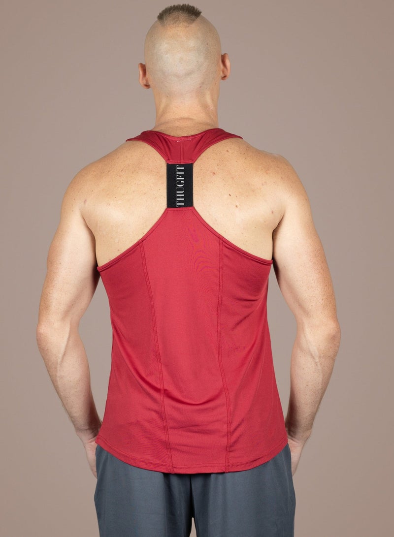 THUGFIT MuscleHustle Men's Slim Fit Tank Top - Red - Image 3