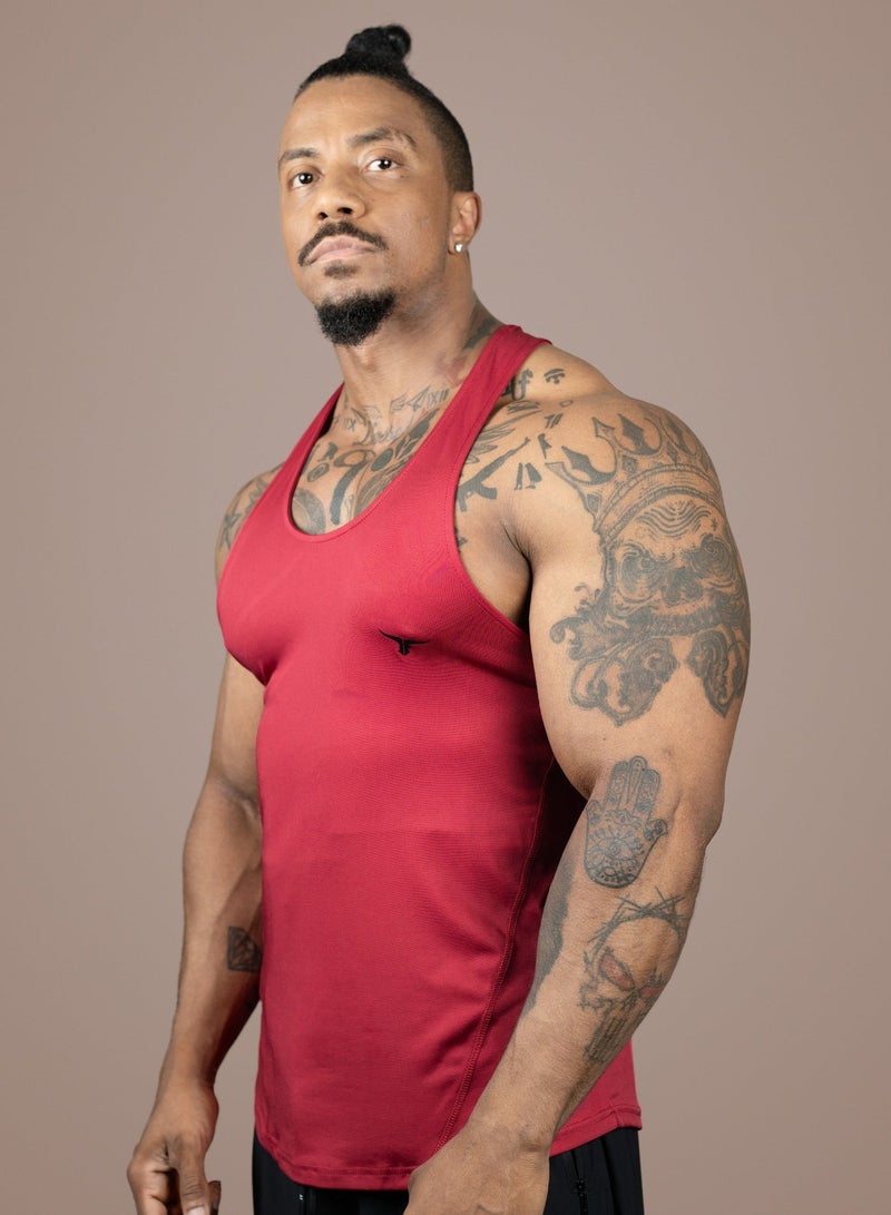THUGFIT MuscleHustle Men's Slim Fit Tank Top - Red - Image 2