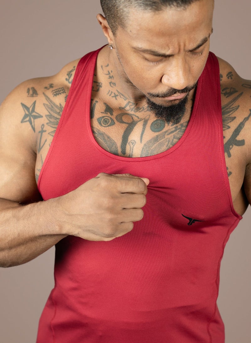 THUGFIT MuscleHustle Men's Slim Fit Tank Top - Red - Image 5