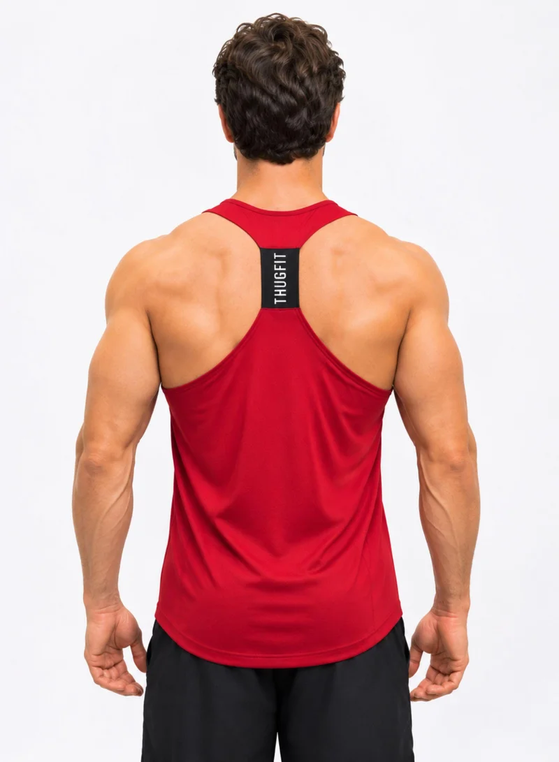 Thugfit THUGFIT MuscleHustle Men's Slim Fit Tank Top - Red