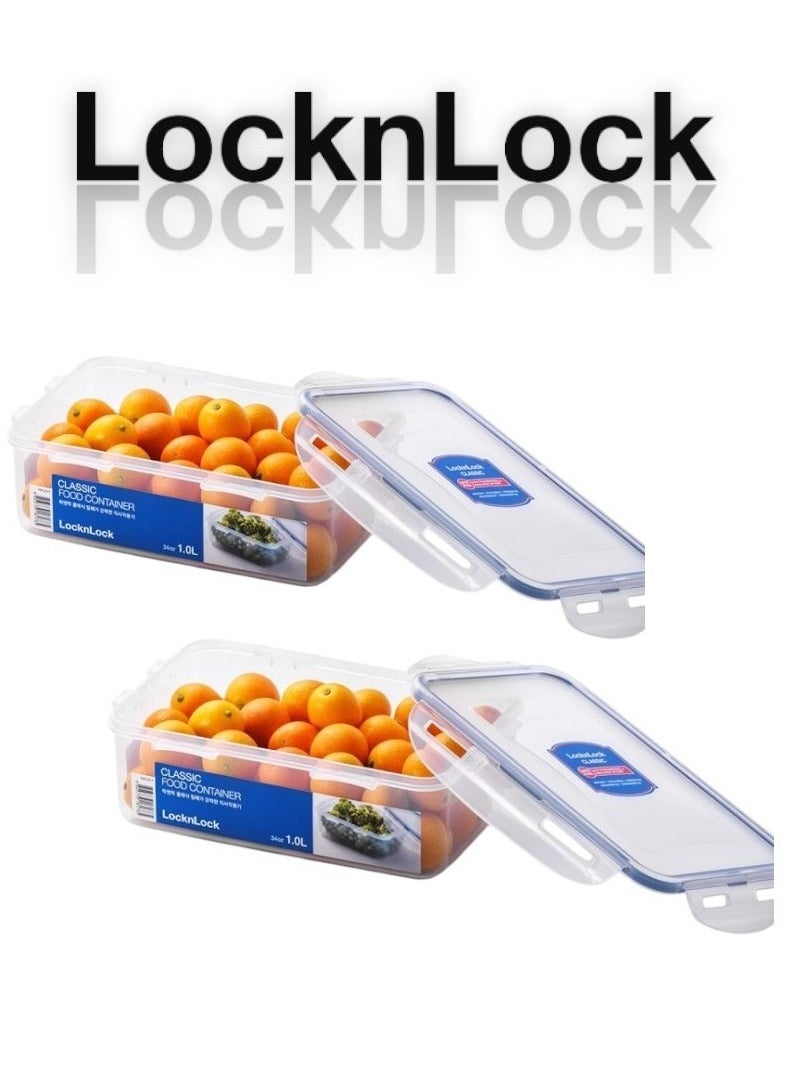LOCK & LOCK LocknLock Classic Airtight Rectangular Containers 1L Set of 2 - BPA-Free, Microwave & Freezer Safe  - Image 3