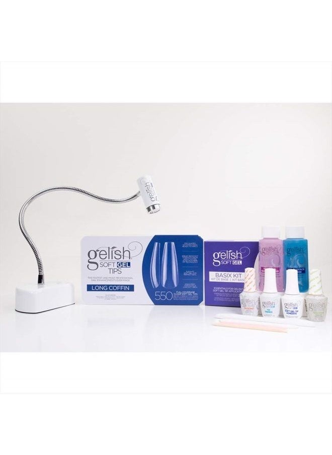 Gelish Soft Gel Bundles (Long Coffin Kit) Nail Gel Kit, Gel Nail Tips Kit, Gel Tips Nail Kit  - Image 1