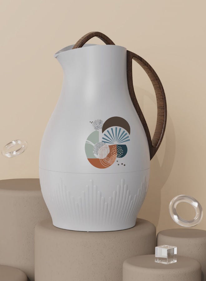 GAZELLA Plastic Tea/Coffee Flask 1 Liter Grey/Brown, Borosilicate Glass Inside - Image 2