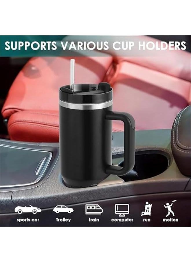 HOOKOR 40 oz Tumbler with Handle and Straw, Stainless Steel Vacuum Insulated Water Tumbler for Hot or Cold Beverages, Reusable Water Bottle for Home Gym Office Travel (Black)  - Image 2