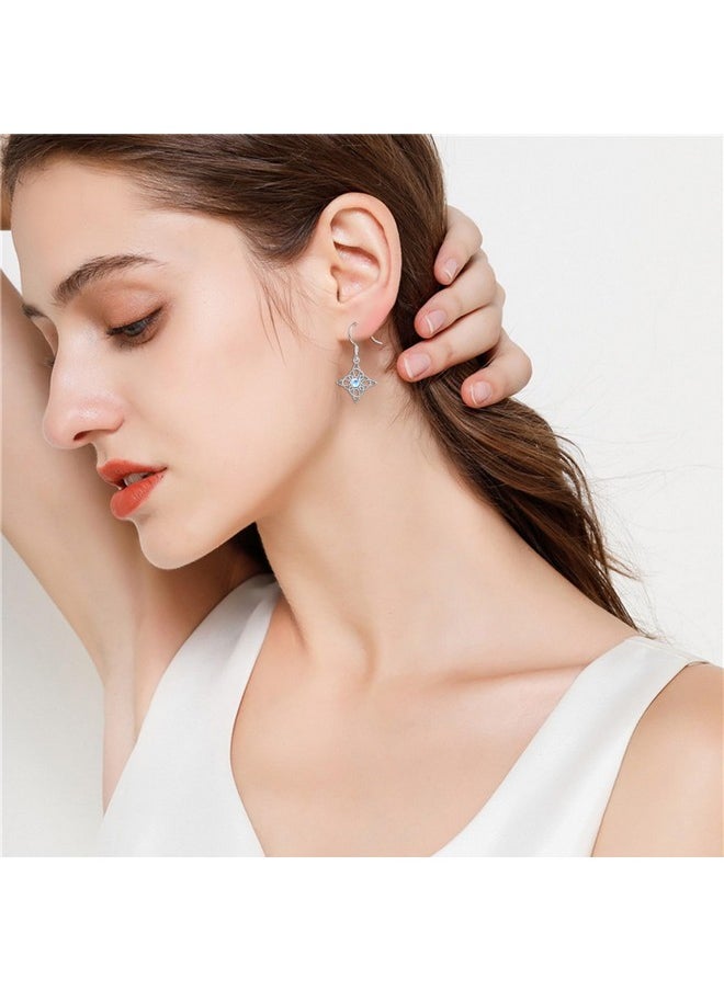 DAOCHONG - Witches Knot Dangle Drop Earrings 925 Sterling Silver Good Luck Irish Celtic Knot Created Moonstone Vintage Dangle Drop Earrings For Women - Image 1