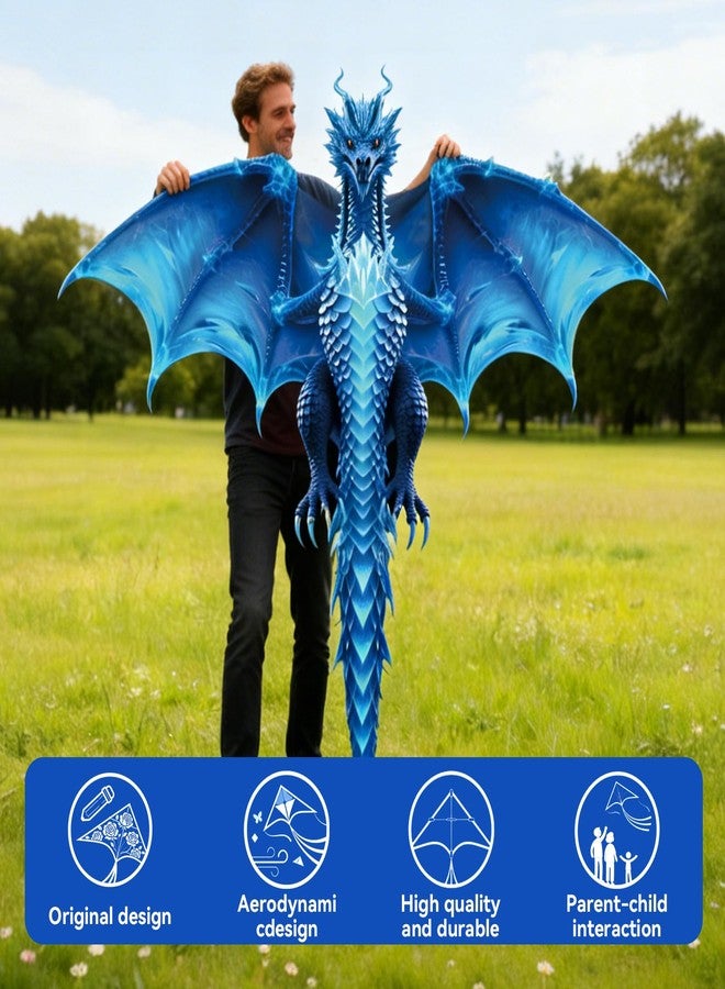 FejoHify Large Dragon Kite for Kids and Adults, Easy to Fly with 300ft String, Perfect for Beach, Park, Outdoor Activities, Gift for Boys Girls (Ice) - Image 5