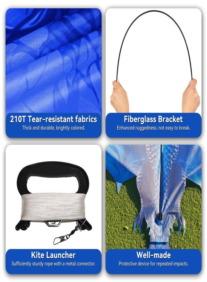 FejoHify Large Dragon Kite for Kids and Adults, Easy to Fly with 300ft String, Perfect for Beach, Park, Outdoor Activities, Gift for Boys Girls (Ice) - Image 3