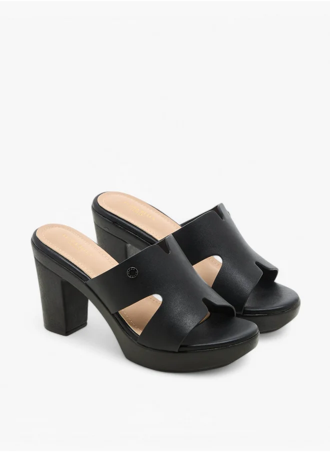 Flora Bella By Shoexpress Cut-Out Detail Slip-On Sandals with Block Heel