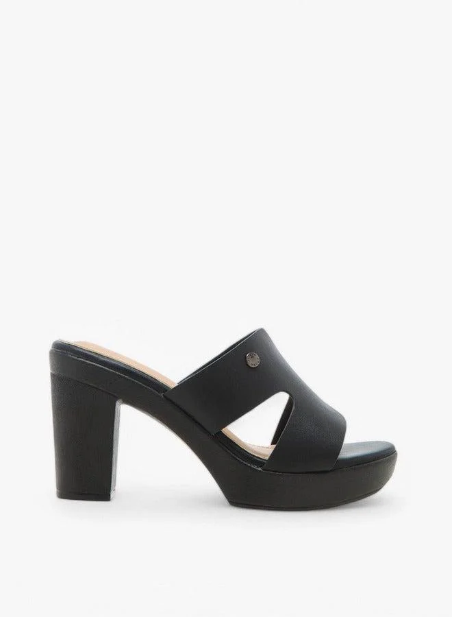Flora Bella By Shoexpress Cut-Out Detail Slip-On Sandals with Block Heel