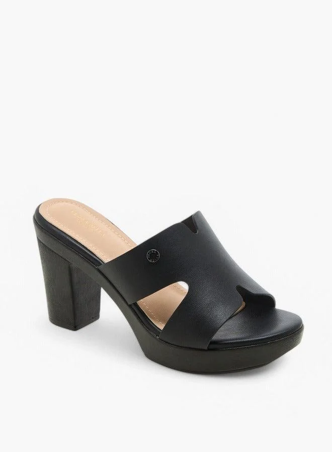 Flora Bella By Shoexpress Cut-Out Detail Slip-On Sandals with Block Heel