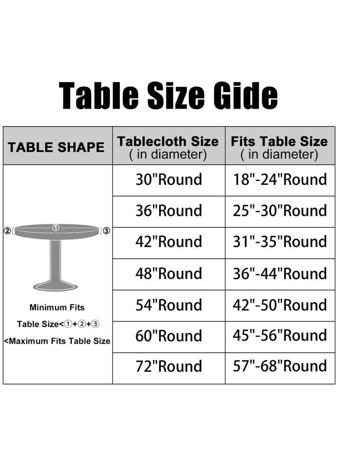 Smiry Round Picnic Tablecloth, Waterproof Elastic Fitted Table Covers for 36" - 44" Tables, Wipeable Flannel Backed Vinyl Tablecloths for Camping, Indoor, Outdoor, Green & White - Image 2