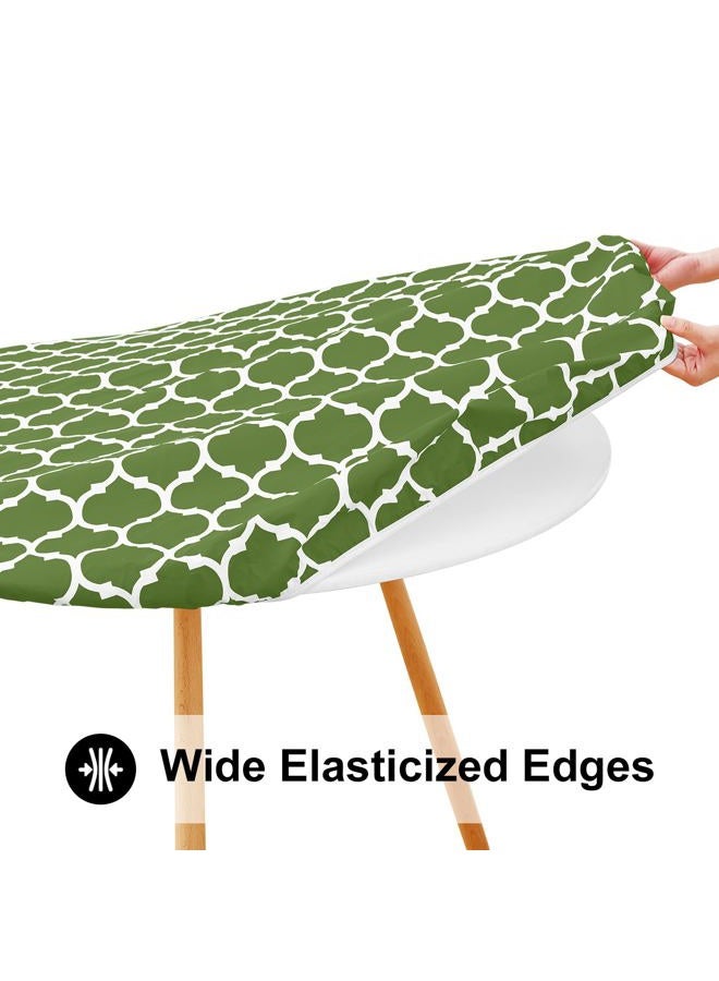 Smiry Round Picnic Tablecloth, Waterproof Elastic Fitted Table Covers for 36" - 44" Tables, Wipeable Flannel Backed Vinyl Tablecloths for Camping, Indoor, Outdoor, Green & White - Image 3