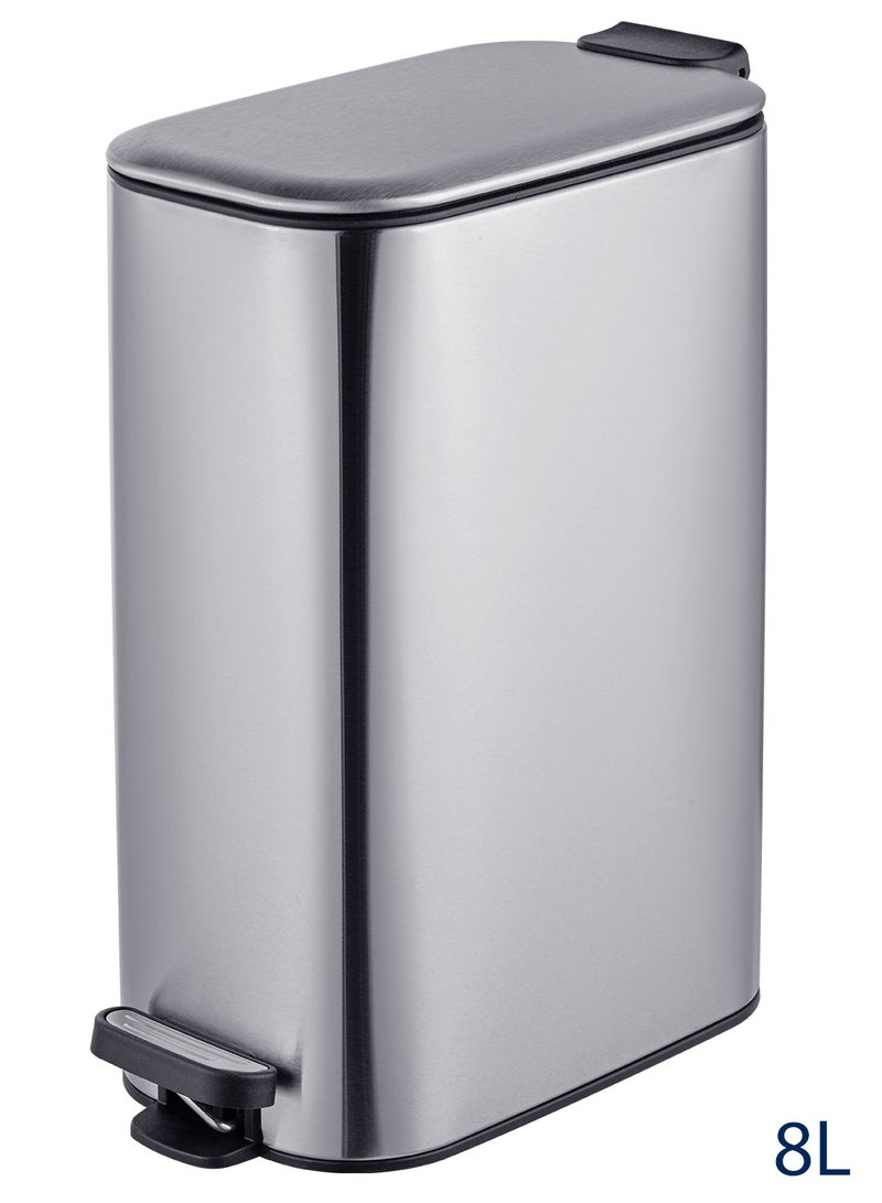 ايست من نون سلة مهملات للمطبخ سعة 8 لتر/2.1 جالون، سلة مهملات سهلة الدوس عليها بغطاء ناعم الإغلاق ودواسة قدم، مع دلو داخلي للمطبخ وغرفة النوم والحمام والمكتب - Image 1