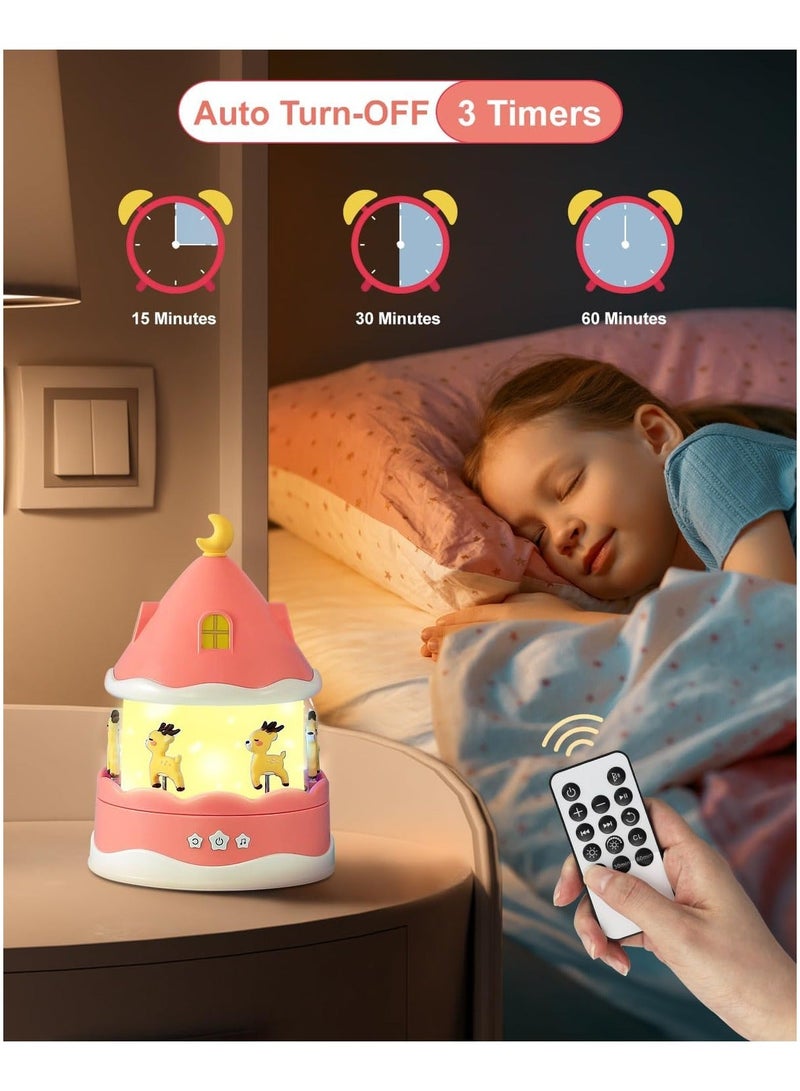 اكسيسن مصباح عرض للأطفال مع جهاز تحكم عن بعد، مصباح عرض قابل لإعادة الشحن مع مؤقت، يتضمن 12 أغنية و12 فيلمًا، مصباح دوار 360 درجة، مصباح عرض النجوم المجرة لغرفة الأطفال (لون وردي) - Image 4