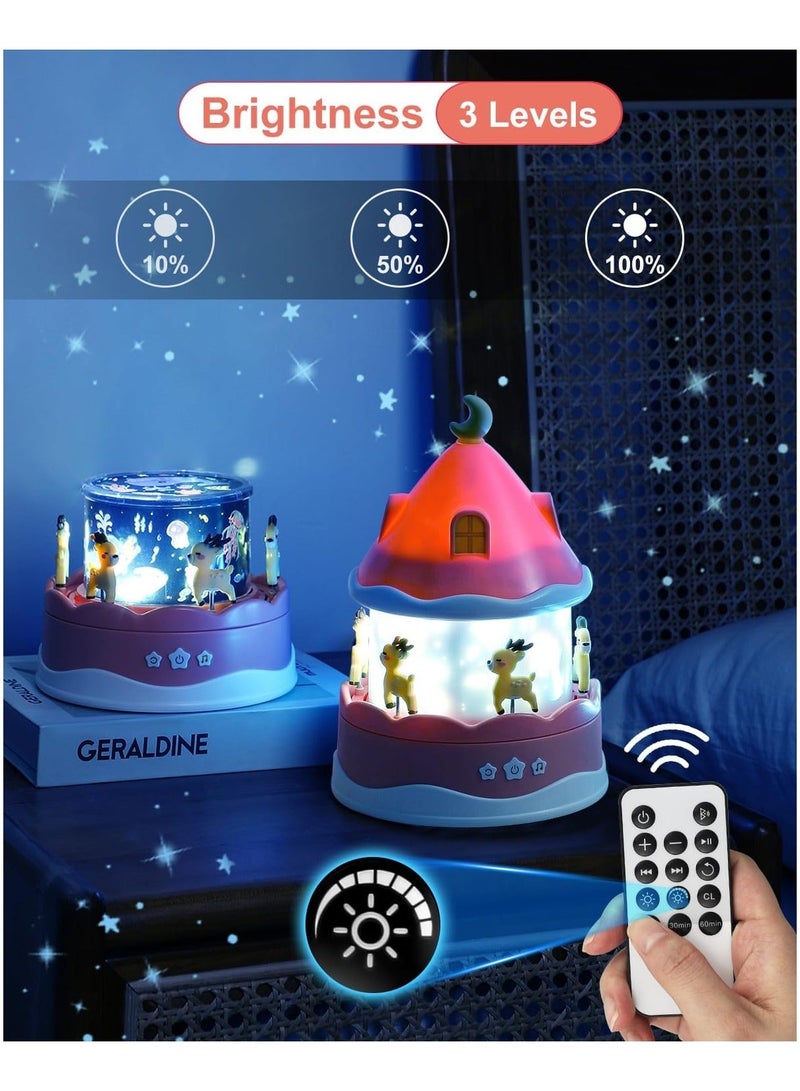 اكسيسن مصباح عرض للأطفال مع جهاز تحكم عن بعد، مصباح عرض قابل لإعادة الشحن مع مؤقت، يتضمن 12 أغنية و12 فيلمًا، مصباح دوار 360 درجة، مصباح عرض النجوم المجرة لغرفة الأطفال (لون وردي) - Image 5