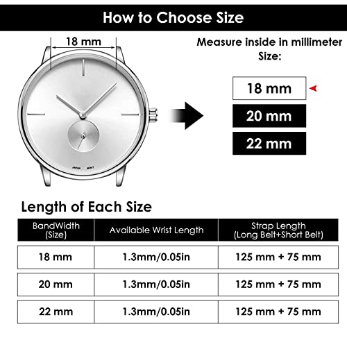 Cobee Leather Watch Straps - Soft Calfskin Leather Watch Band Quick Release Replacement Watchband for Men & Women - Universal Watches Bracelet - Stainless Steel Clasp Buckle (Black, 18mm) - Image 2