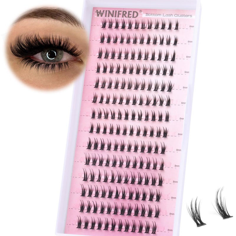 Winifred Bottom Lash Clusters Thick Volume Lower Lash Extension DIY Individual Lashes Bottom Clusters Lashes for Cluster Eyelash Extensions (168pcs) - Image 1