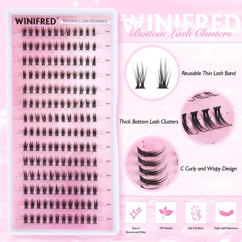 Winifred Bottom Lash Clusters Thick Volume Lower Lash Extension DIY Individual Lashes Bottom Clusters Lashes for Cluster Eyelash Extensions (168pcs) - Image 2