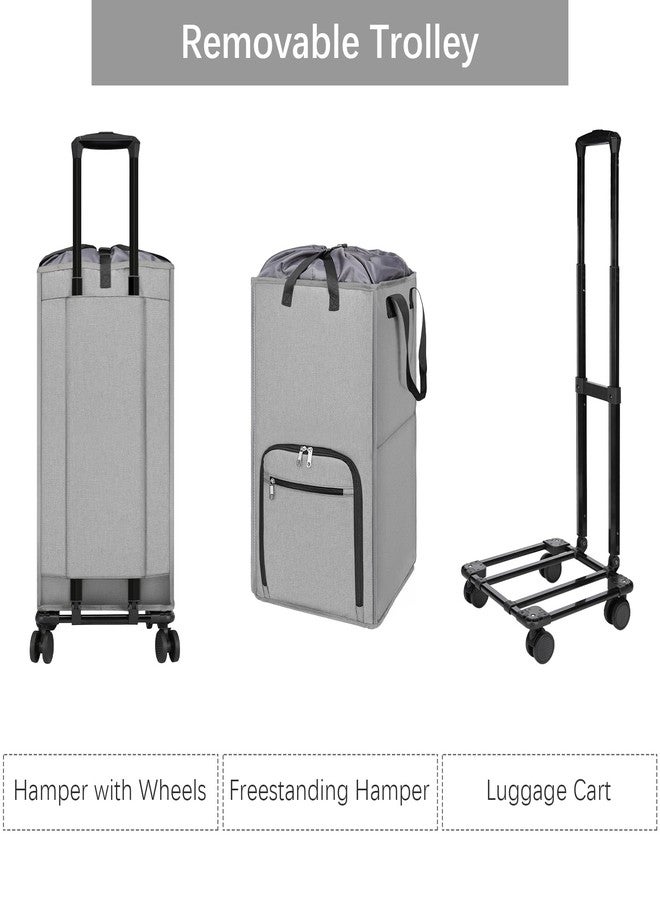Bukere Rolling Laundry Hamper with Wheels, Large 90L Freestanding Collapsible Laundry Basket Bag for Clothes Storage, Heavy Duty Removable Wheeled Cart for College Dorm Apartment Laundry Room Bathroom - Image 4