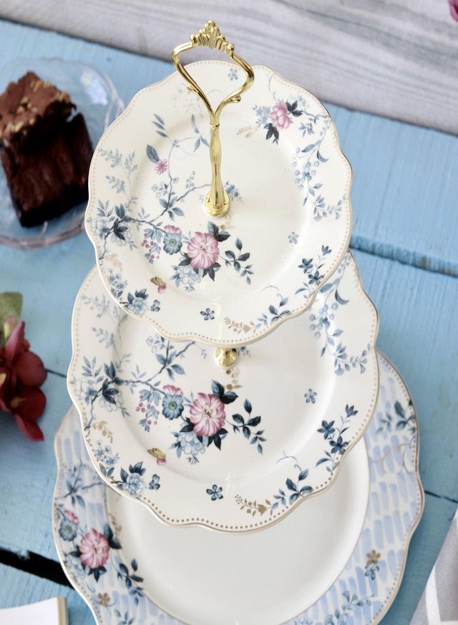 Vigneto Spring Meadows Three Tier Dessert Stand, Cupcake Display and Cake Stand, Detachable Serving Dessert Tower | Finest Premium Porcelain - Image 1