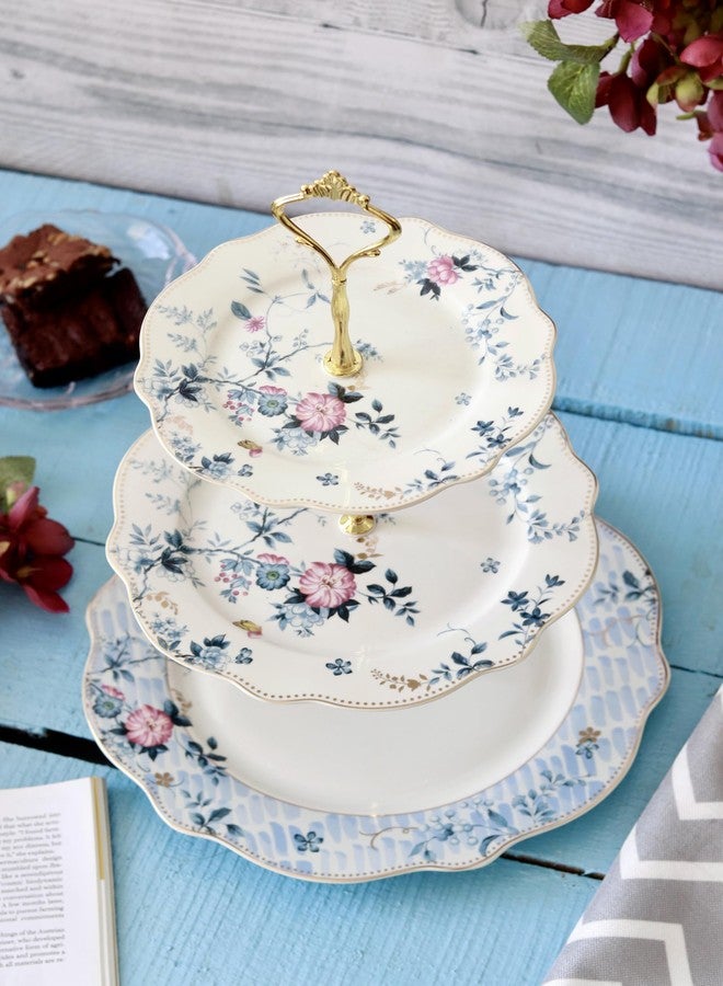 Vigneto Spring Meadows Three Tier Dessert Stand, Cupcake Display and Cake Stand, Detachable Serving Dessert Tower | Finest Premium Porcelain - Image 2