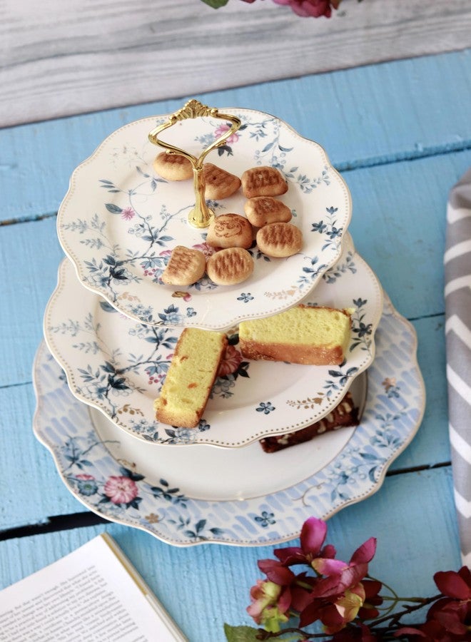 Vigneto Spring Meadows Three Tier Dessert Stand, Cupcake Display and Cake Stand, Detachable Serving Dessert Tower | Finest Premium Porcelain - Image 3