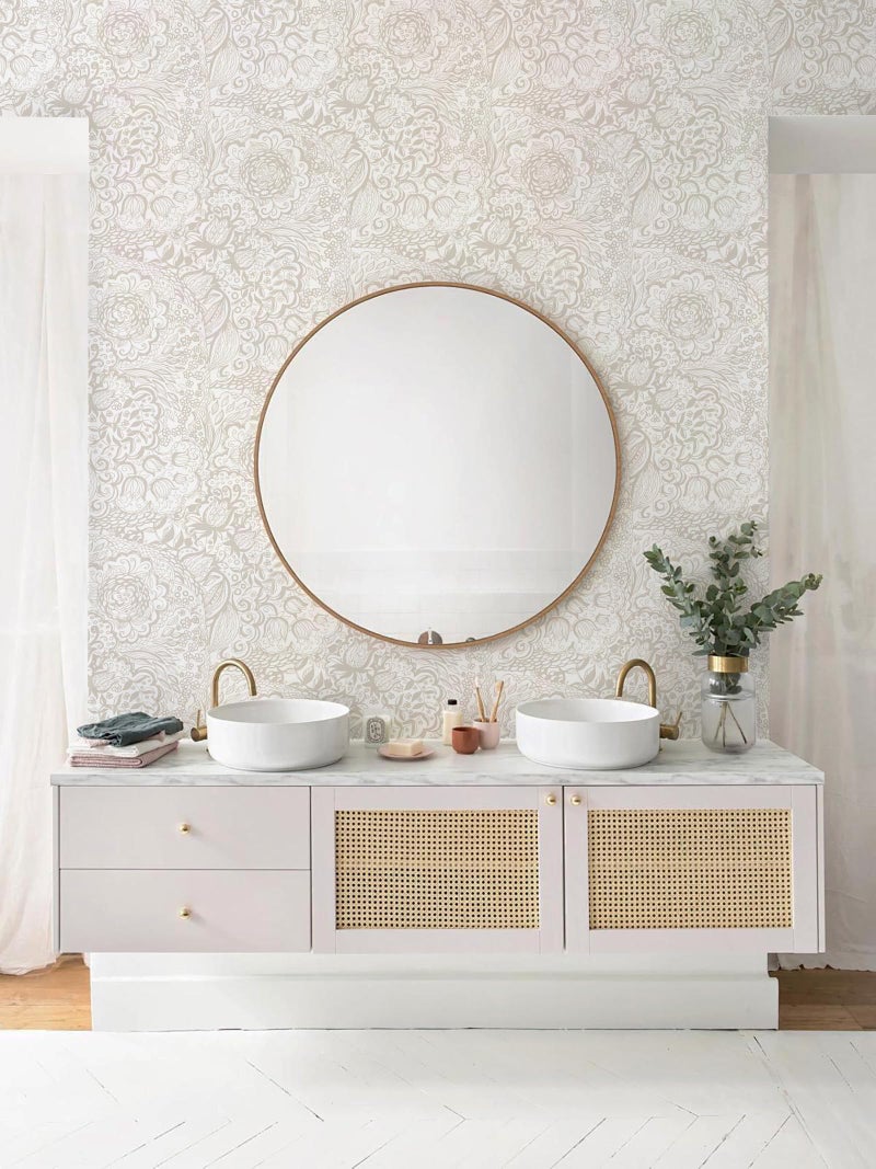 Micpolo Peel and Stick Wallpaper Boho Grey Wall Paper Grey and White Floral Wallpaper for Bedroom Bathroom Removable Self-adhsive Contact Paper for Cabinets Nursery Shelf Liner 17.3" x 118" - Image 4
