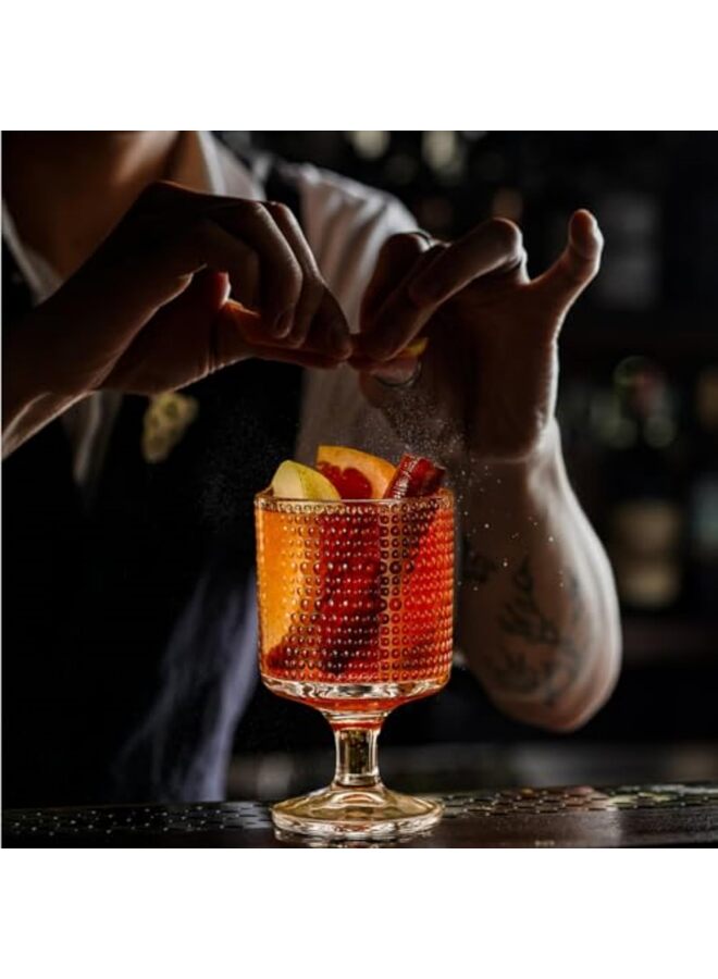 طقم أكواب عتيقة رومانسية مكون من 6 قطع، أكواب نبيذ قصيرة الساق منقوشة سعة 8 أونصة، طقم أكواب شرب مزخرفة بنقوش بارزة للعصائر والكوكتيلات - Image 4