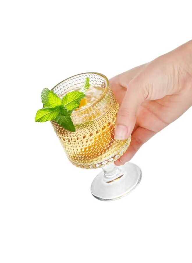 طقم أكواب عتيقة رومانسية مكون من 6 قطع، أكواب نبيذ قصيرة الساق منقوشة سعة 8 أونصة، طقم أكواب شرب مزخرفة بنقوش بارزة للعصائر والكوكتيلات - Image 5