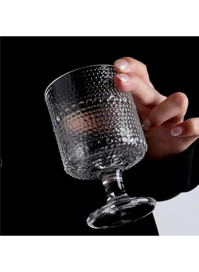 طقم أكواب عتيقة رومانسية مكون من 6 قطع، أكواب نبيذ قصيرة الساق منقوشة سعة 8 أونصة، طقم أكواب شرب مزخرفة بنقوش بارزة للعصائر والكوكتيلات - Image 3