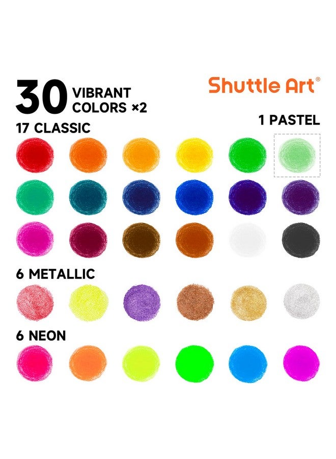 Shuttle Art Tempera Paint Sticks, 60 Pack, 2 Sets of 30 Colors Solid Tempera Paint, Washable, Super Quick Drying, Works Great on Paper Wood Glass Ceramic Canvas for Class School - Image 3