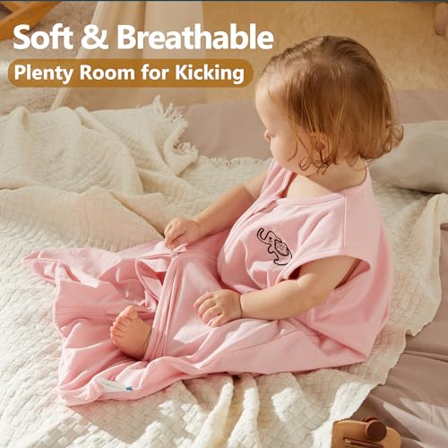TILLYOU 2 Pack Baby Sleep Sack 18-24 Months 100% Cotton Wearable Blanket 0.5 TOG Sleeveless Summer Sleep Sacks with 2-Way Zipper, Pink Elephant - Image 5